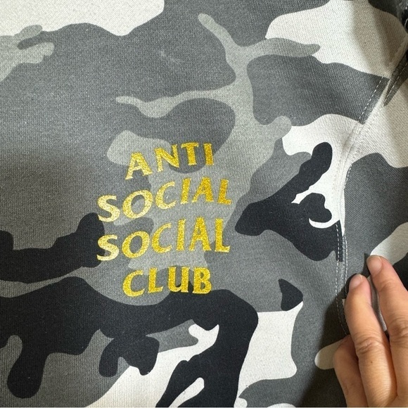 Anti Social Social Club Camouflage Hoodie Fleece Lined Winter Wear Small EUC - Picture 6 of 12